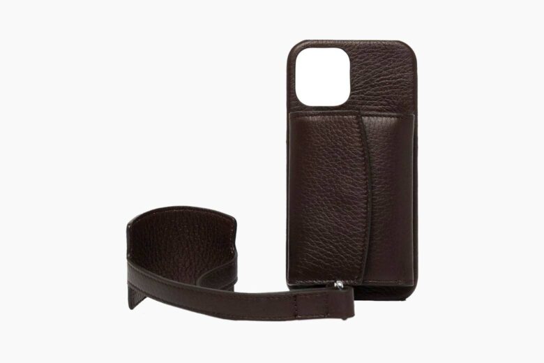 Maison Margiela Full-Grain Leather Phone Pouch with Lanyard