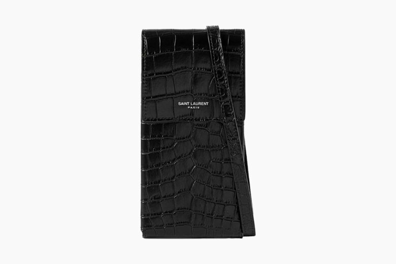 Oppose Embossed Leather Phone Pouch Black