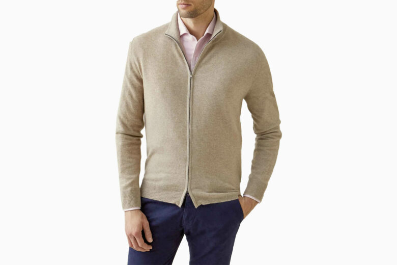 best cardigan sweaters men luca faloni cashmere zip cardigan review - Luxe Digital
