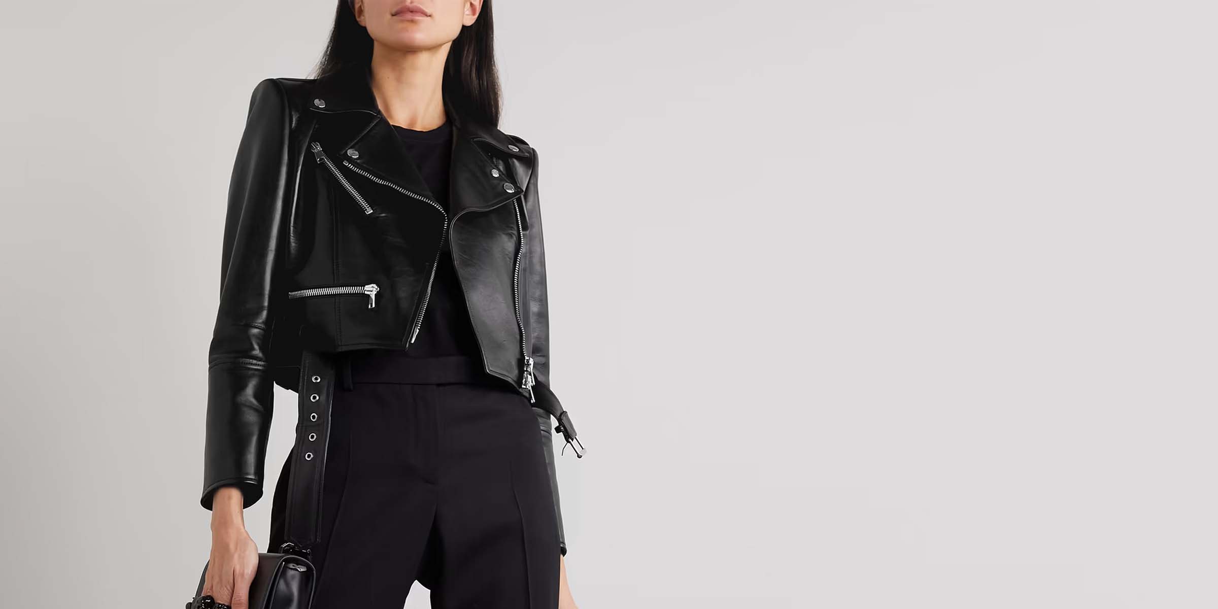 Womens Black Leather Jacket - Muse - Hip Length-gemektower.com.vn