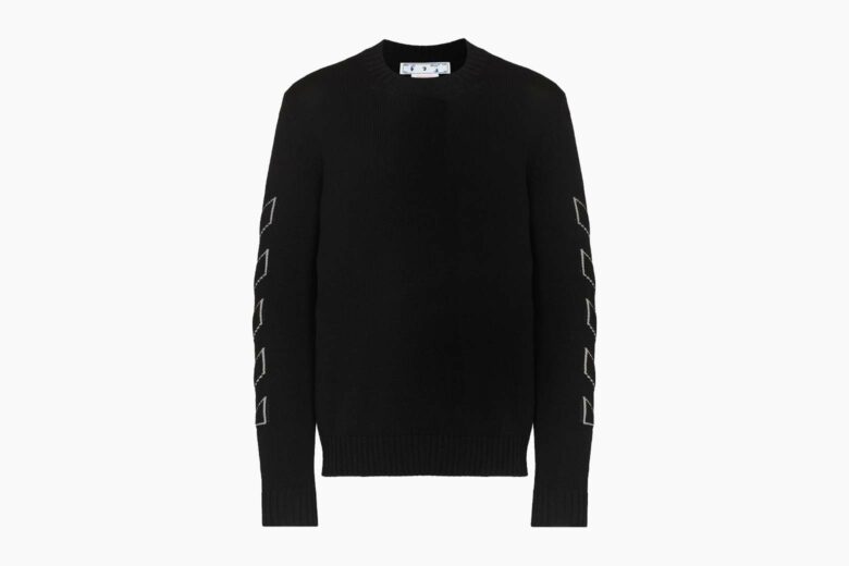 best sweaters men off white diagonal outline crew neck jumper review - Luxe Digital