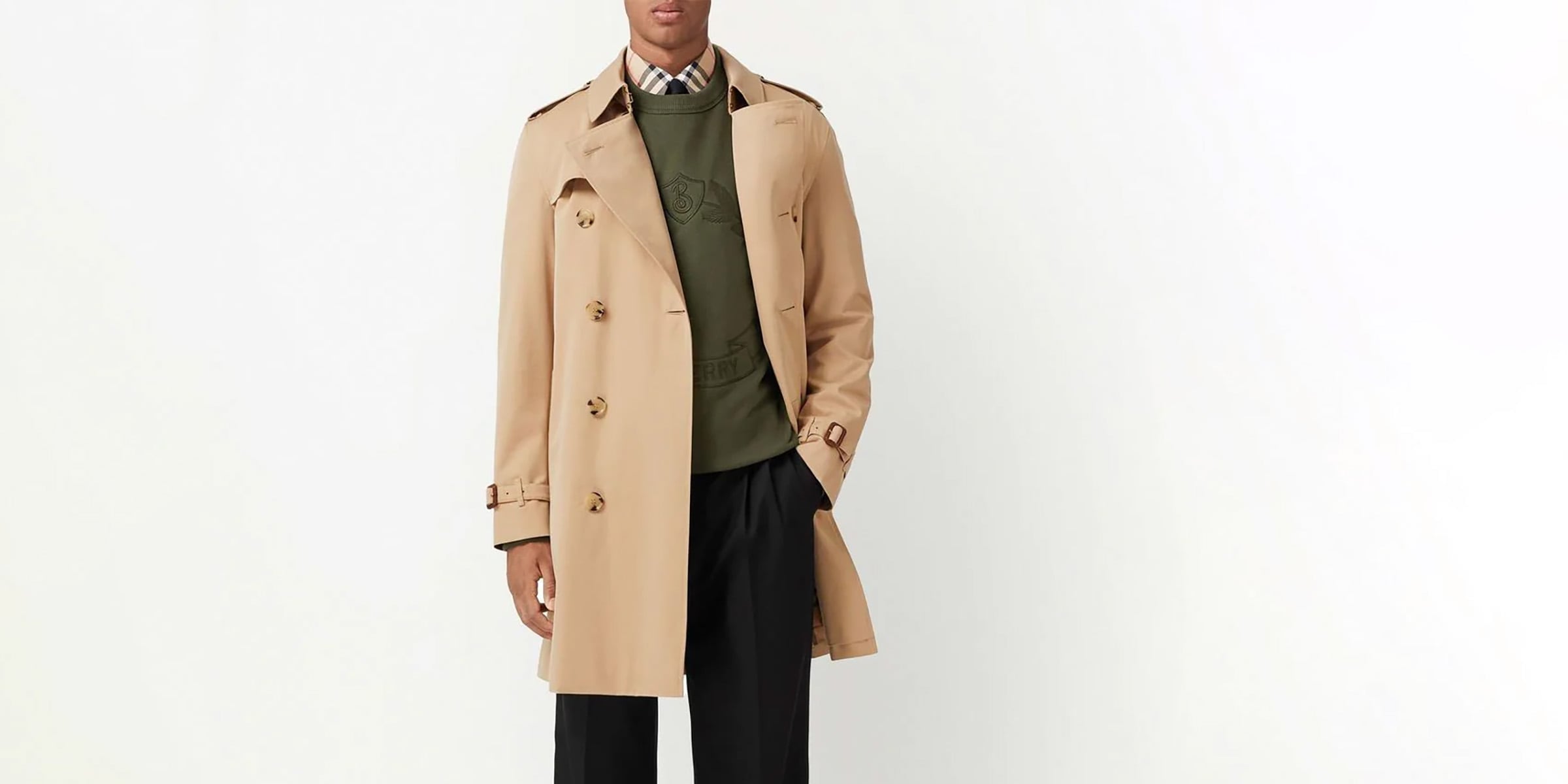 Prada Belted Trench Coat in Natural for Men Mens Clothing Coats Raincoats and trench coats 