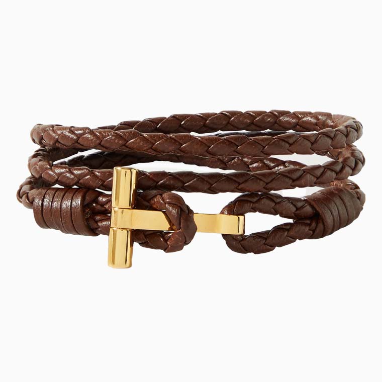 best luxury gift men ideas him tom ford woven leather and gold plated wrap bracelet - Luxe Digital