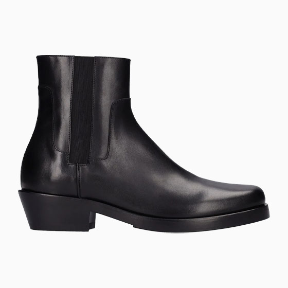 luisaviaroma party outfit men raf simons leather western ankle boots - Luxe Digital