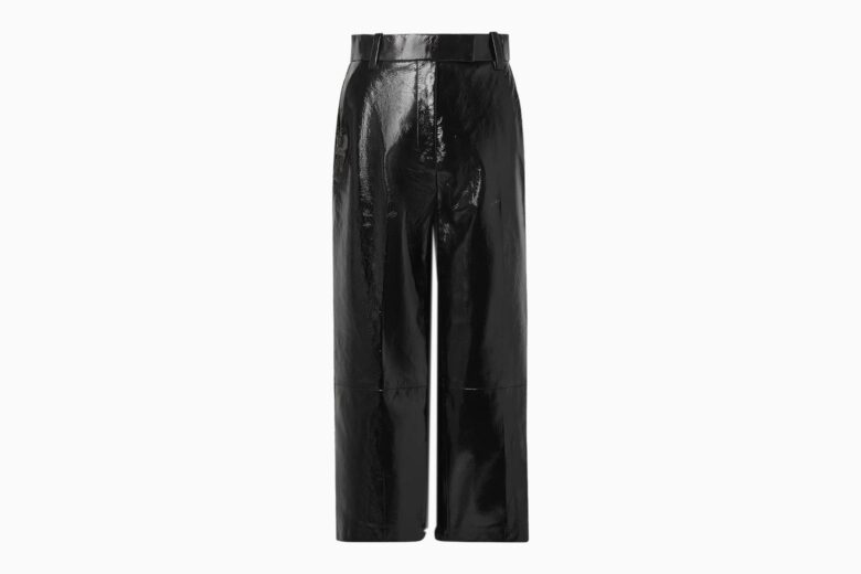 Khai Faux Leather Flared Trousers / Brown