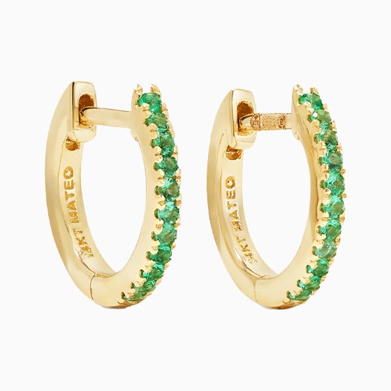 best jewelry brands gold emerald hoop earrings - Luxe Digital