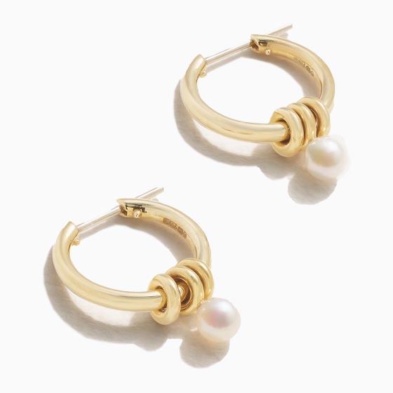 best jewelry brands pearl and diamond hoop earrings - Luxe Digital