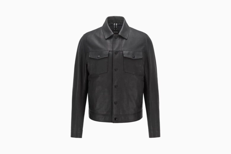 Buckle Black Seam Spray Faux Leather Jacket - Men's Coats/Jackets