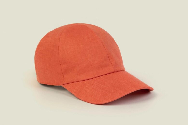 luca faloni spring summer 2023 coral linen baseball cap - Luxe Digital