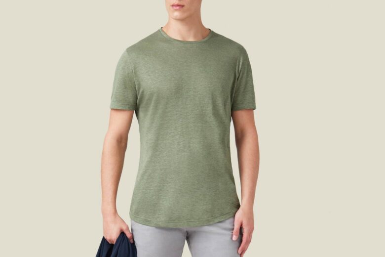 luca faloni spring summer 2023 olive green linen jersey t shirt - Luxe Digital