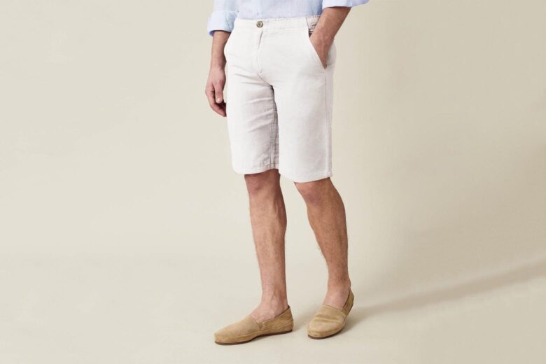 luca faloni spring summer 2023 white panarea linen cotton shorts - Luxe Digital