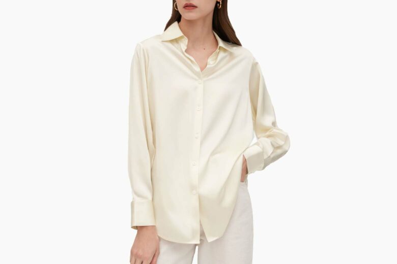 LilySilk SOS Silk Blouse Oversized Pure Silk Shirt Women Long Sleeve Button  Up Ladies Silk Top Elegant Office Luxury