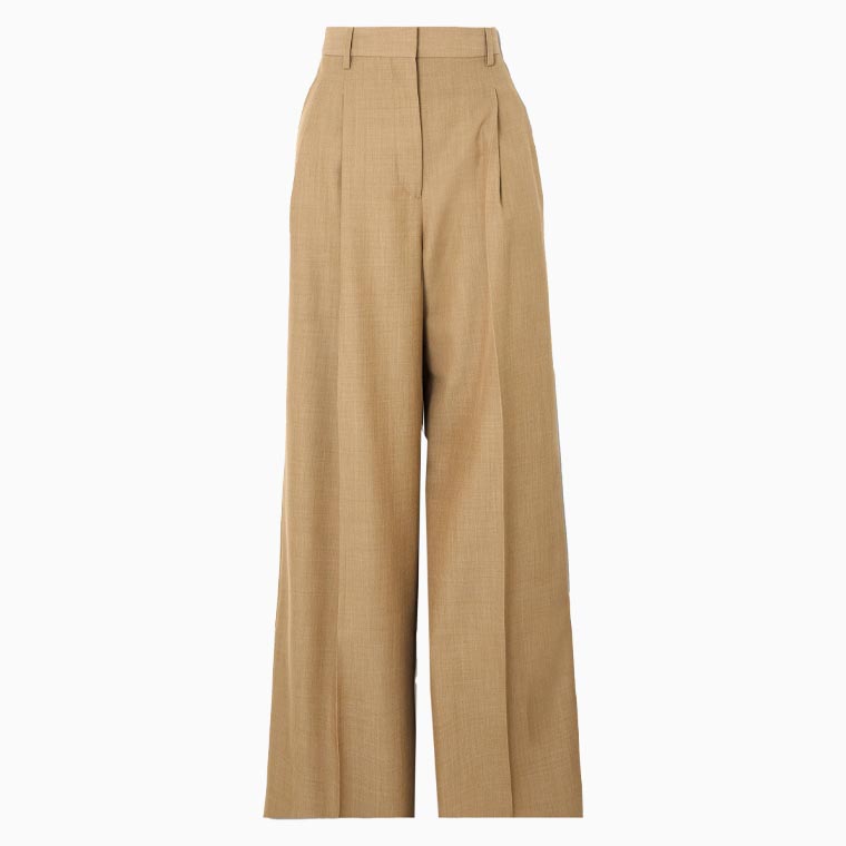women business casual guide burberry pleated wool blend straight leg pants - Luxe Digital