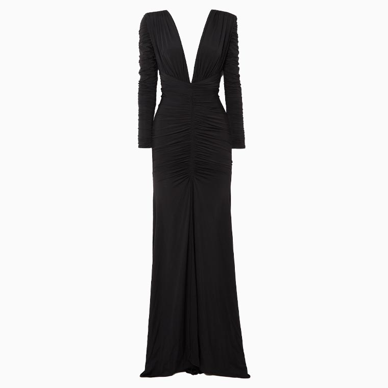 women black tie attire guide alex perry dalton ruched stretch jersey gown - Luxe Digital