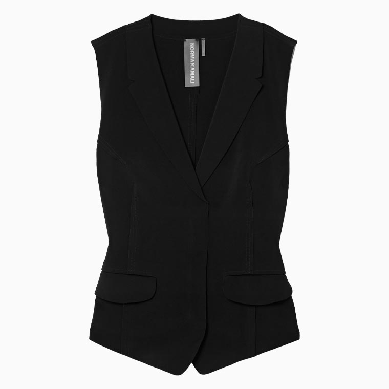 women smart casual dress code guide norma kamali twill vest - Luxe Digital