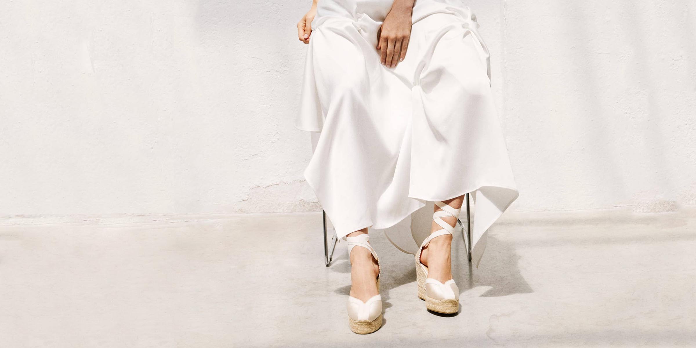LEATHER ESPADRILLES SANDALS in White. Summer Flat Shoes. 
