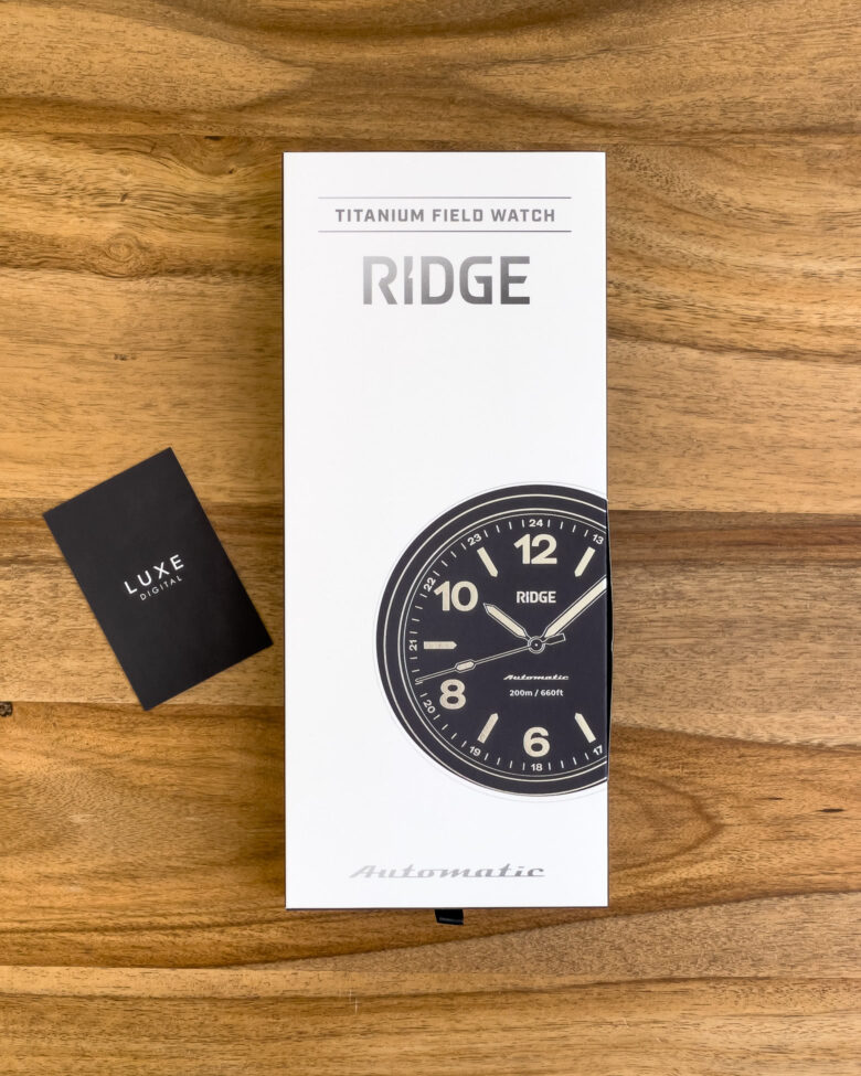 Ridge Titanium Field watch review packaging - Luxe Digital