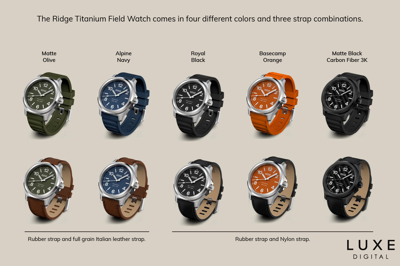Ridge Titanium Field watch review colors straps - Luxe Digital