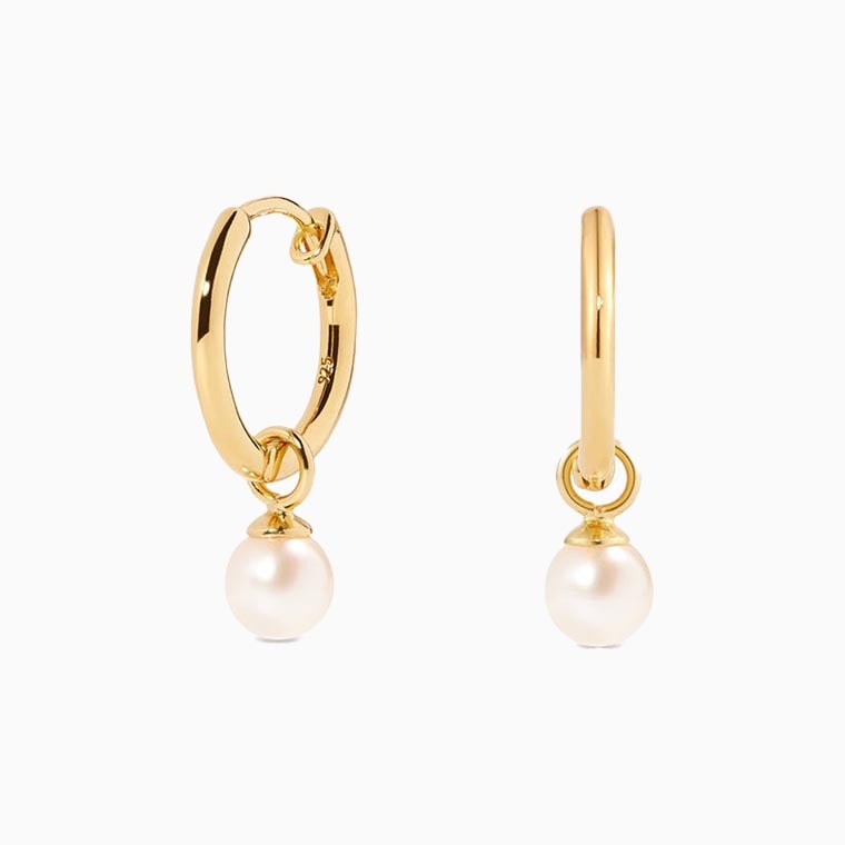 best luxury gifts for women linjer pearl alicia gold huggie earrings - Luxe Digital