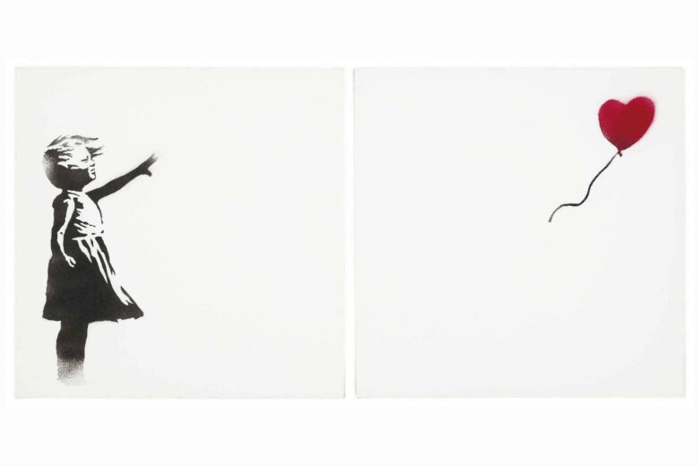 most expensive banksy girl with balloon diptych - Luxe Digital