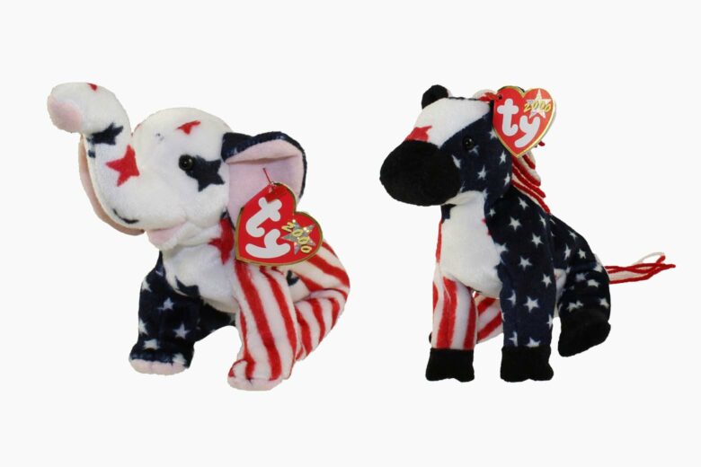 most valuable beanie babies lefty the donkey and righty the elephant - Luxe Digital