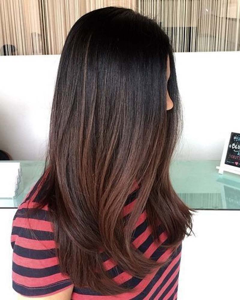 black hair highlights black to brown ombre - Luxe Digital