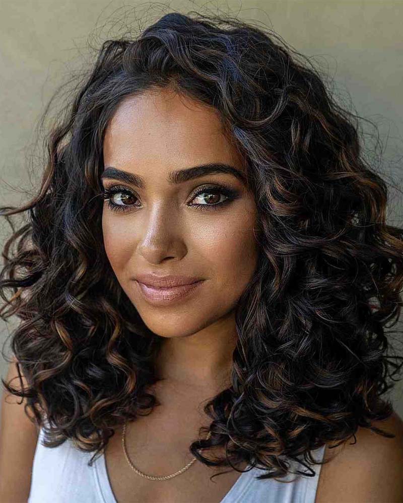 black hair with brown highlights - Luxe Digital