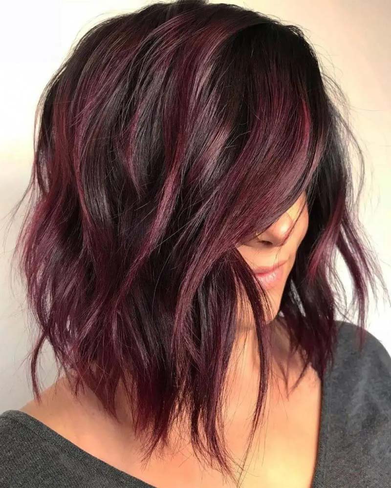 black hair with burgundy highlights1 - Luxe Digital