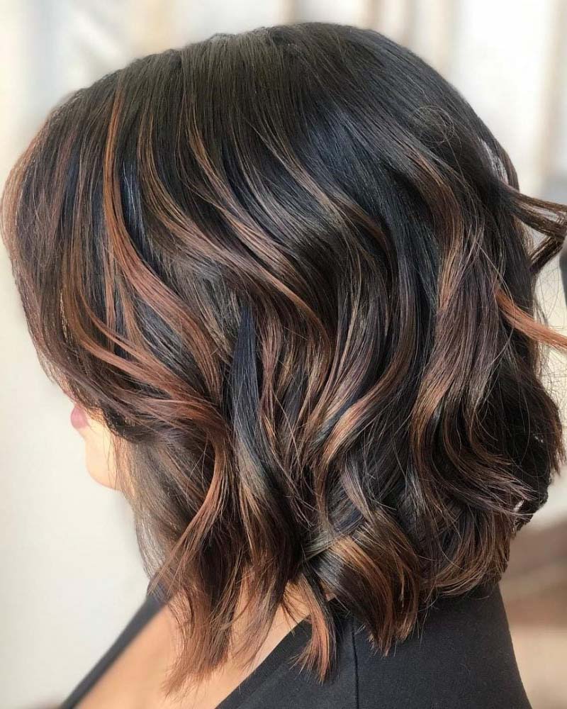 black hair with copper highlights - Luxe Digital
