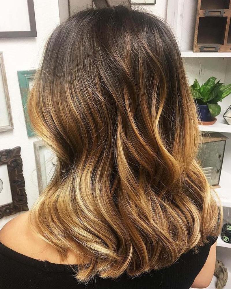 black hair with honey highlights - Luxe Digital