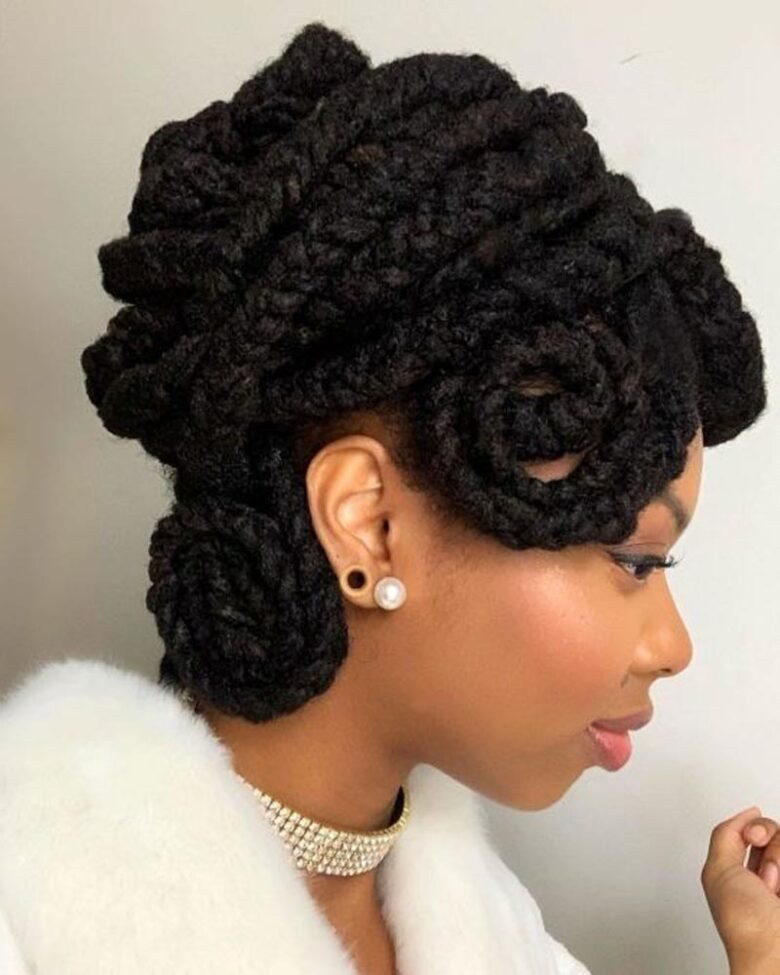 women dreadlock hairstyles twisted dread updo - Luxe Digital