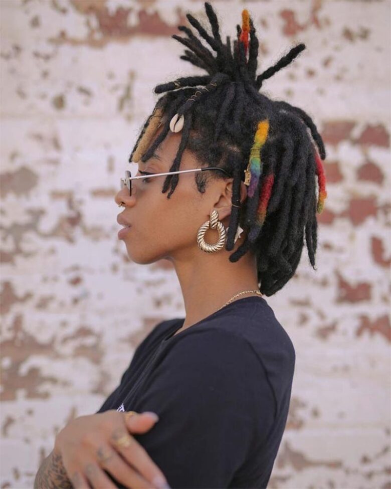women dreadlock hairstyles half up afro dreads - Luxe Digital