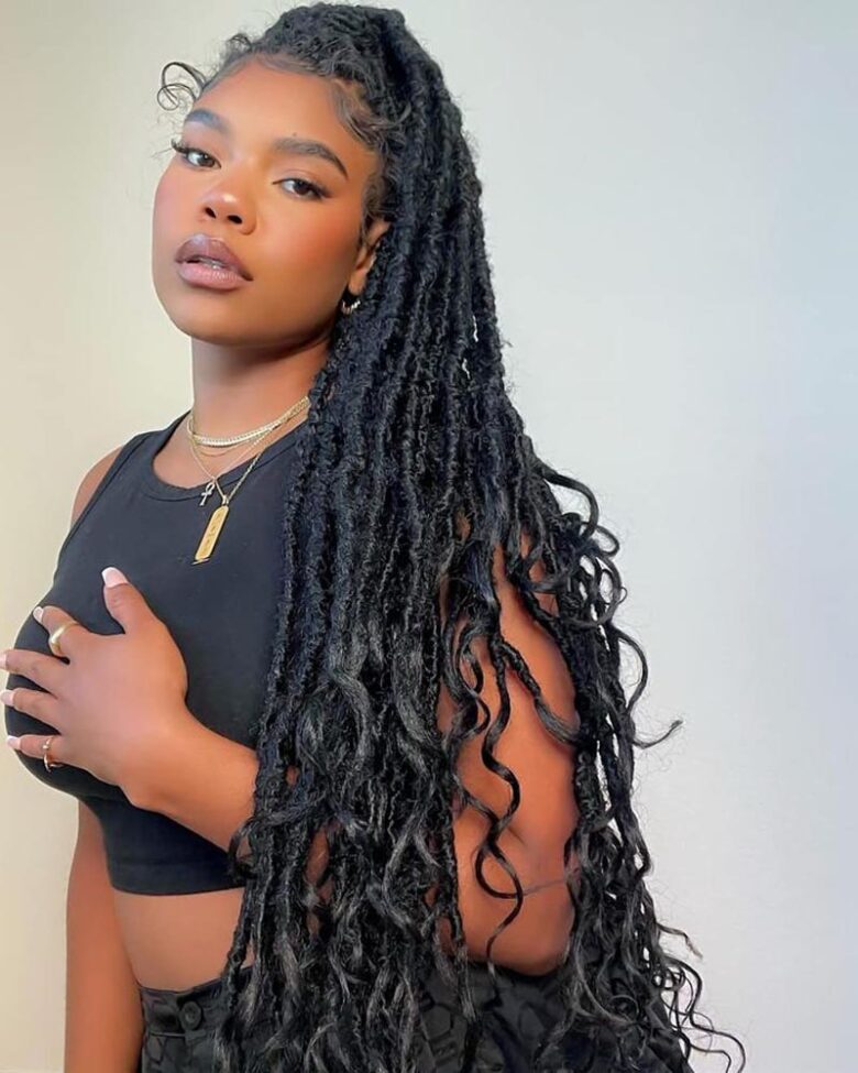 women dreadlock hairstyles long hair locs with curly ends - Luxe Digital