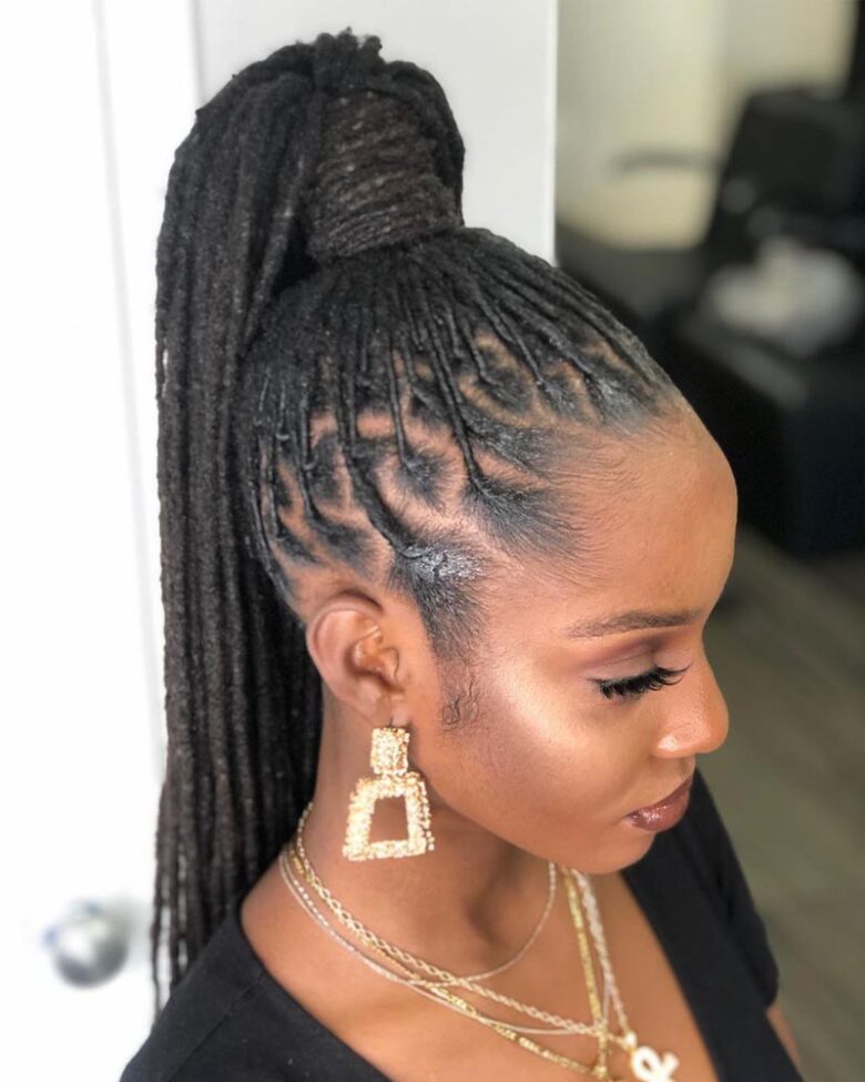 women dreadlock hairstyles ponytail dreadlocks with bangs - Luxe Digital