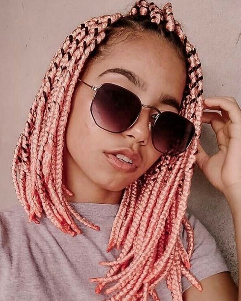 black girls hairstyles colorful short box braids - Luxe Digital